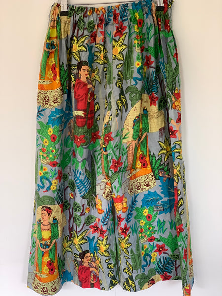 RitaNoTiara Grey Frida Kahlo Wide Leg Pants Ready to Ship F/S