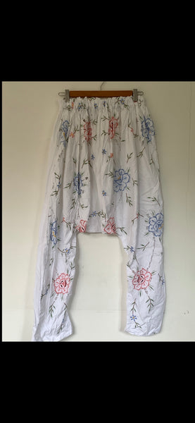 OOAK cutwork vintage floral Harem Pants