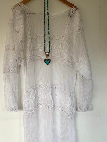 RitaNoTiara White Antique Lace Dress