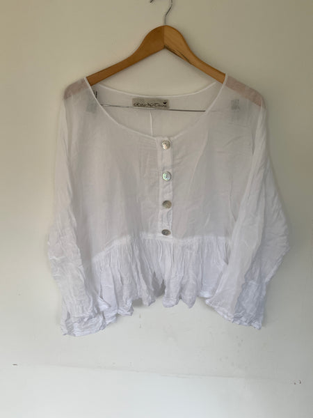 White Gauze Cotton Oversized Shirt One Size