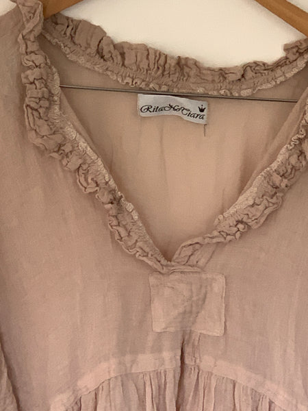 RitaNoTiara Beige Gauze Cotton Saffy Dress