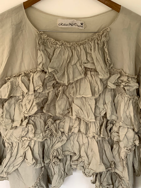 Frill Front Cotton Silk Voile Top F/S