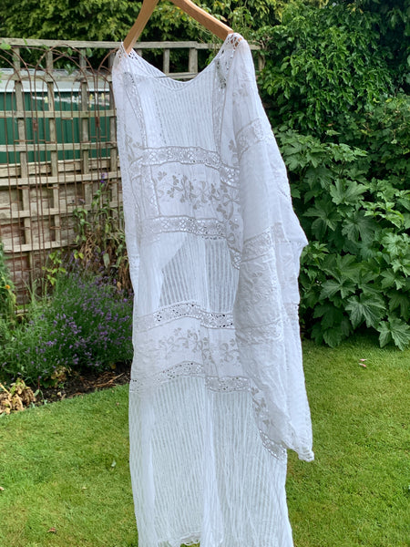 RitaNoTiara White Antique Lace Dress