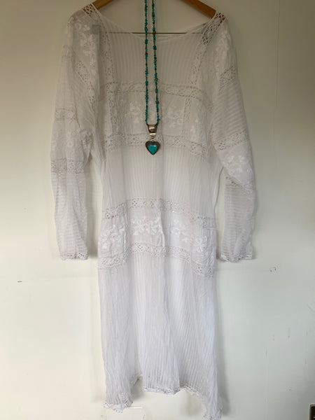 RitaNoTiara White Antique Lace Dress