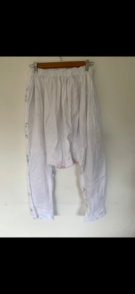 OOAK cutwork vintage floral Harem Pants