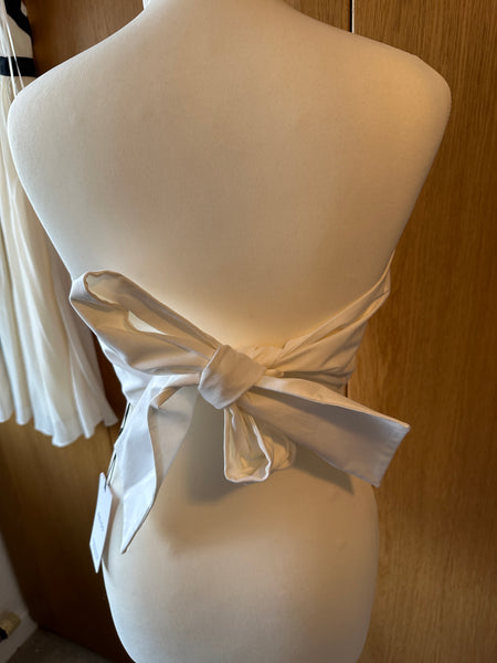 BNWT Reiss Alanis open back backless top white UK 12 EU 40 US 8 halterneck tie