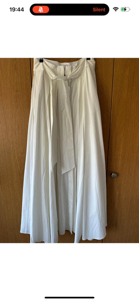 BNWT Reiss Gigi Cotton Blend Maxi Skirt white UK 14 US 10 EU 42 occasion full