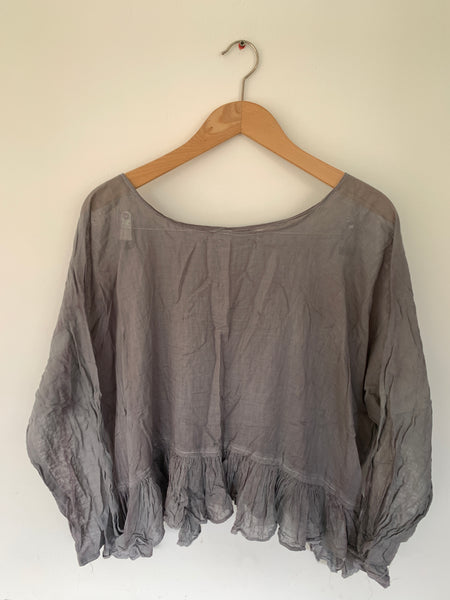 Grey Gauze Cotton Oversized Top One Size