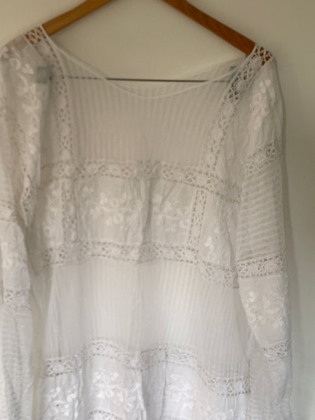 RitaNoTiara White Antique Lace Dress
