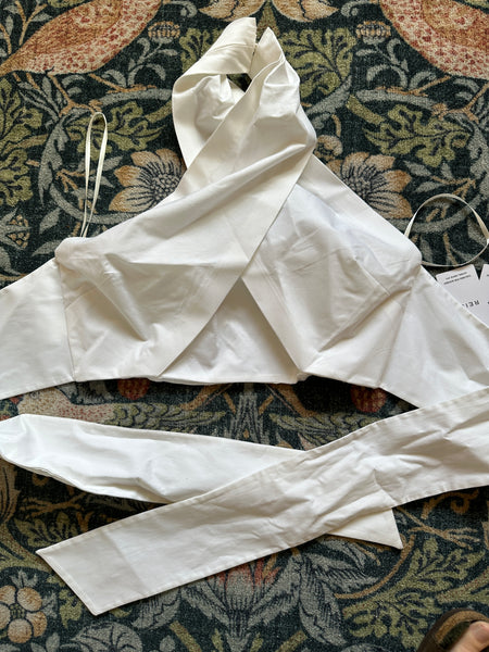 BNWT Reiss Alanis open back backless top white UK 12 EU 40 US 8 halterneck tie