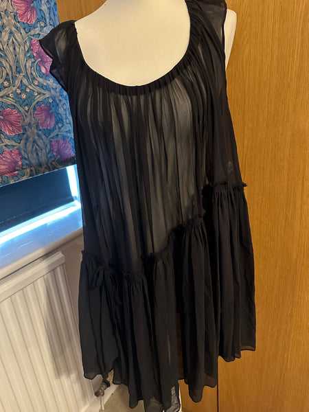All Saints Black Silk Roxanna Babydoll Dress free size