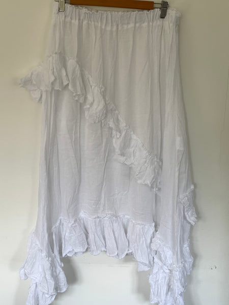 RitaNoTiara White Cotton Maxi Skirt