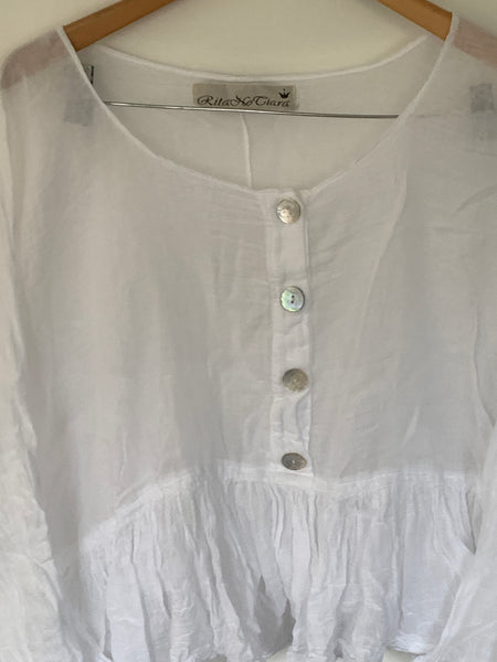 White Gauze Cotton Oversized Shirt One Size