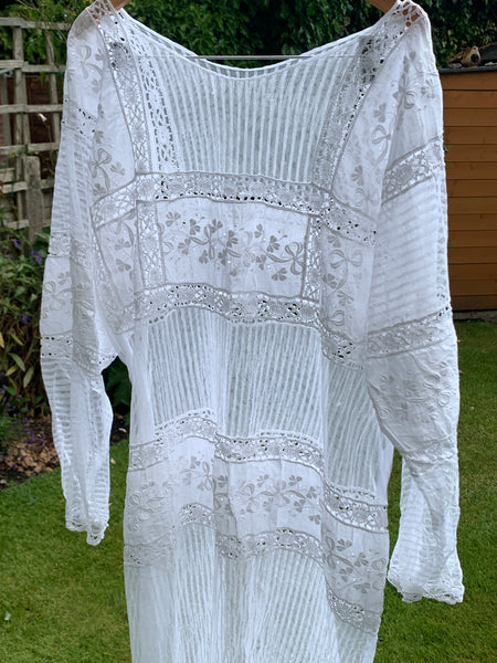 RitaNoTiara White Antique Lace Dress