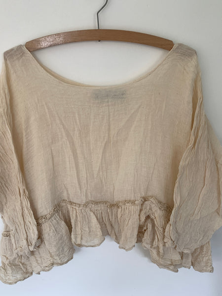 Cream Gauze Cotton Oversized Top One Size