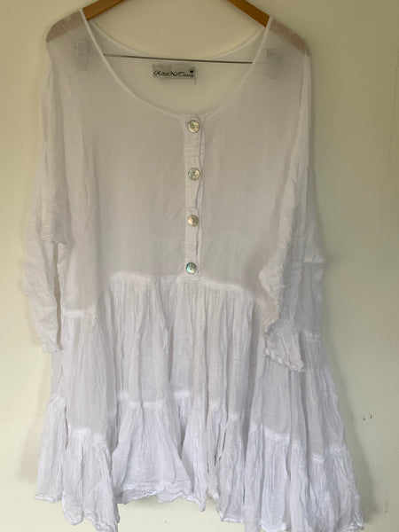 White Romy Gauze Cotton Oversized Shirt One Size