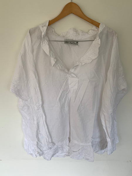Saffy White Cotton Prairie Top One Size