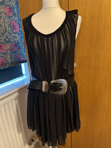 All Saints Black Silk Roxanna Babydoll Dress free size