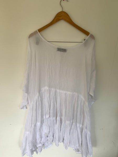 White Romy Gauze Cotton Oversized Shirt One Size