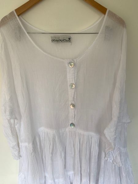 White Romy Gauze Cotton Oversized Shirt One Size