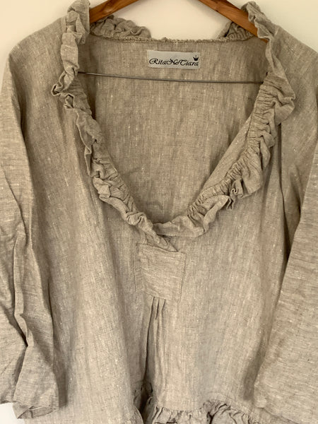 Ready to Ship Saffy Natural Linen Prairie Top One Size