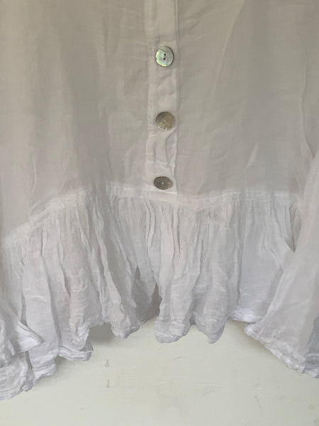 White Gauze Cotton Oversized Shirt One Size