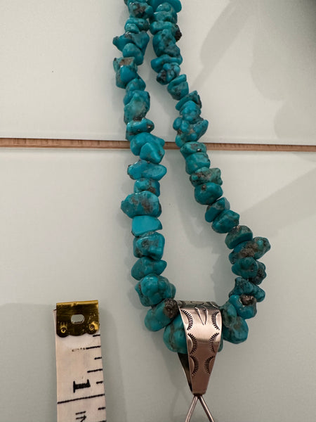 KC Cook Navajo Silver & Turquoise Huge Cross Necklace