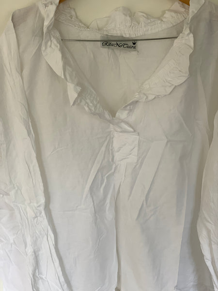 Saffy White Cotton Prairie Top One Size