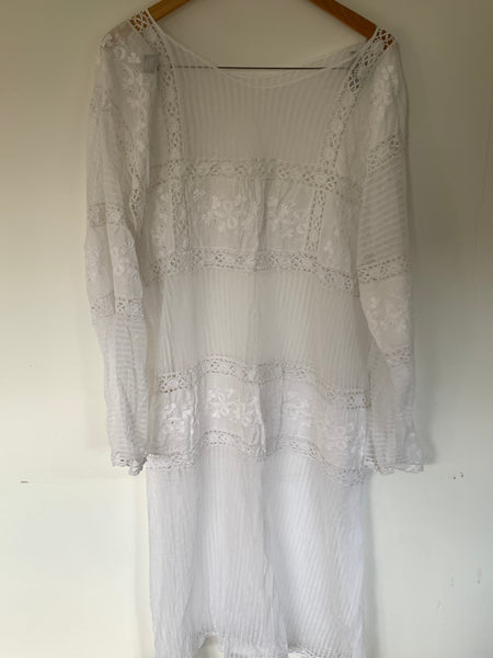 RitaNoTiara White Antique Lace Dress