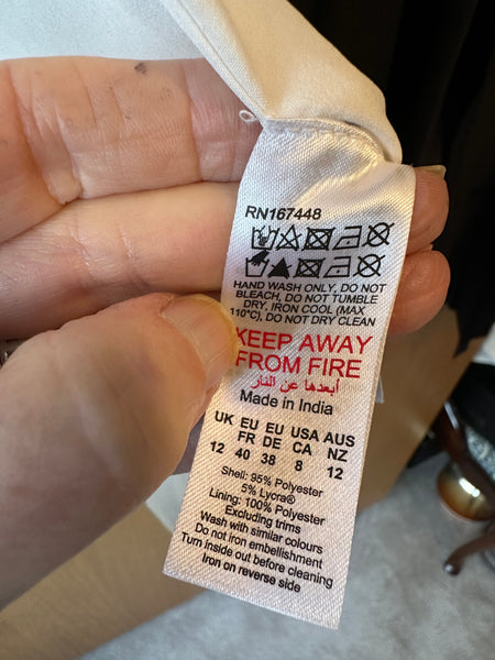 Karen Millen Beaded blazer dress coat ivory pearl diamante UK 12 worn 1 ex con