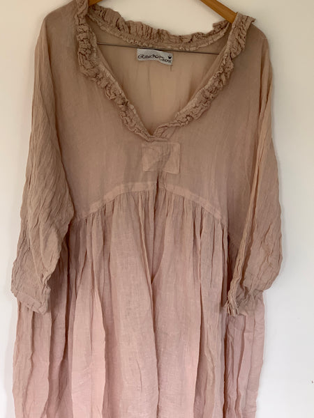 RitaNoTiara Beige Gauze Cotton Saffy Dress