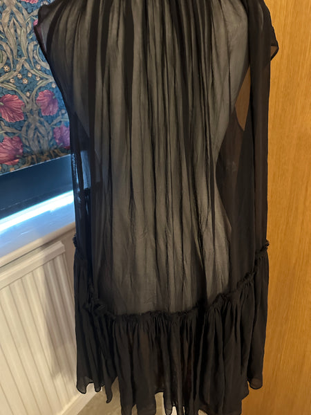 All Saints Black Silk Roxanna Babydoll Dress free size