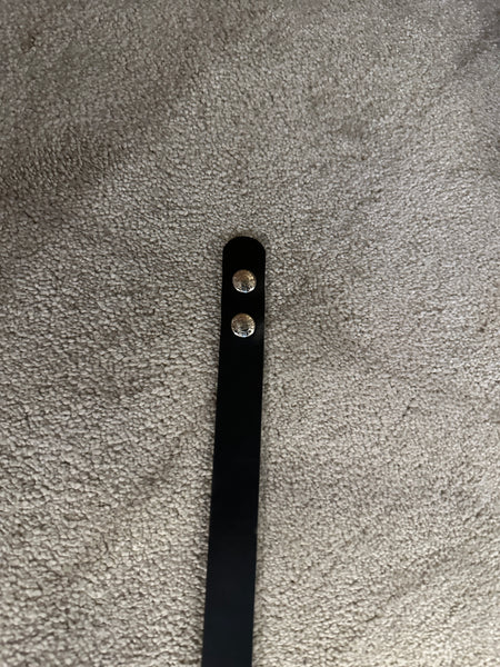 BNWOT Streets Ahead Mia Heart leather belt L black silver made in USA adjustable