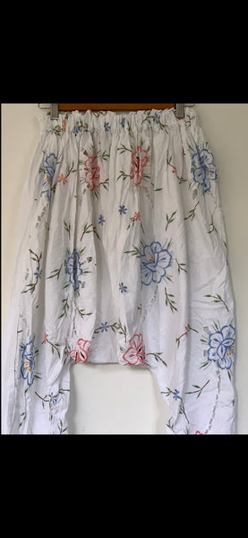 OOAK cutwork vintage floral Harem Pants