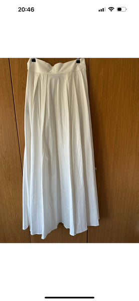 BNWT Reiss Gigi Cotton Blend Maxi Skirt white UK 14 US 10 EU 42 occasion full
