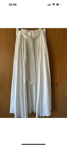 BNWT Reiss Gigi Cotton Blend Maxi Skirt white UK 14 US 10 EU 42 occasion full