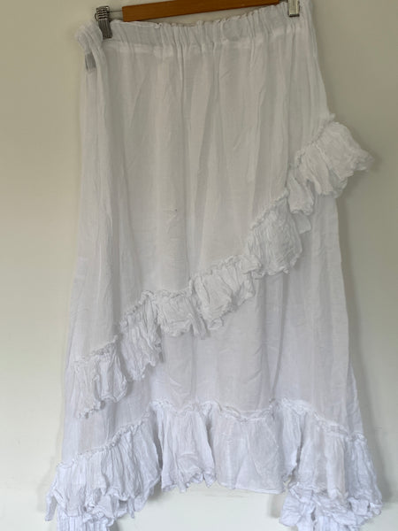 RitaNoTiara White Cotton Maxi Skirt