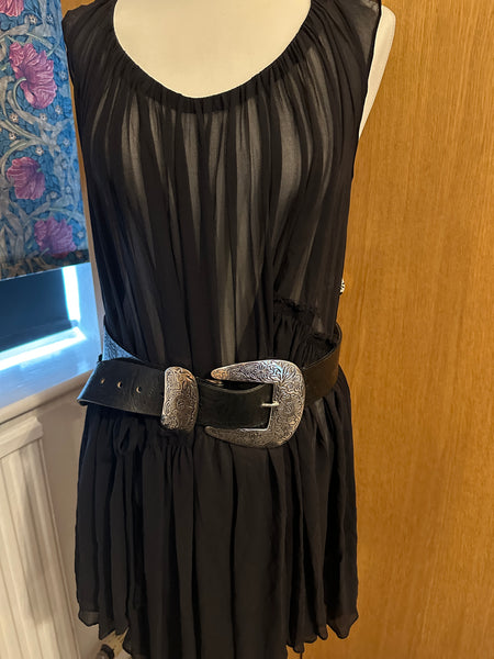 All Saints Black Silk Roxanna Babydoll Dress free size