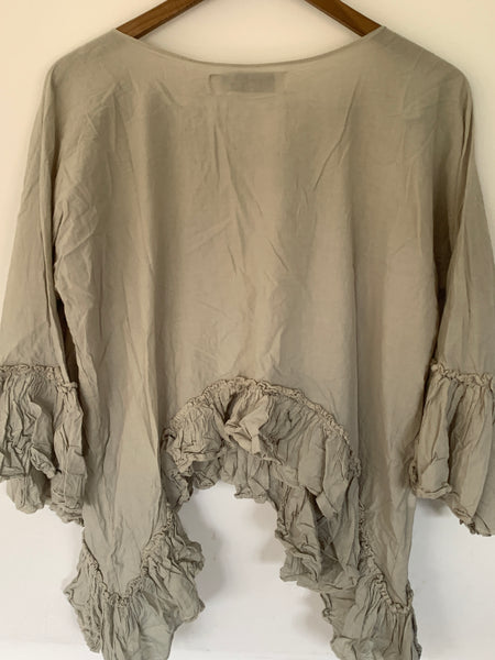 Frill Front Cotton Silk Voile Top F/S
