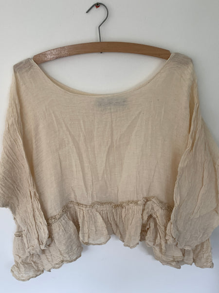 Cream Gauze Cotton Oversized Top One Size