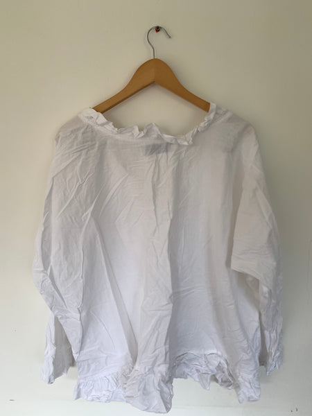 Saffy White Cotton Prairie Top One Size