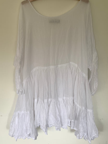 Ready to Ship RitaNoTiara Romy White Tiered Top