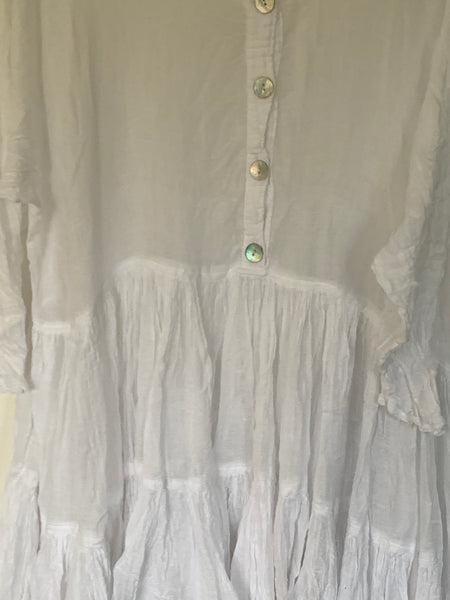 White Romy Gauze Cotton Oversized Shirt One Size