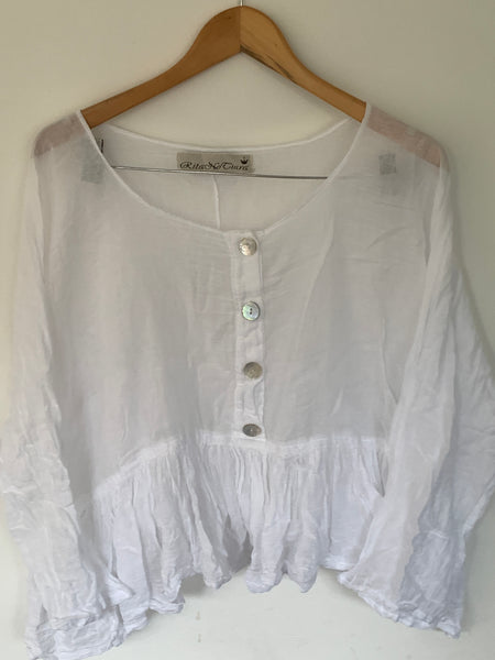 White Gauze Cotton Oversized Shirt One Size