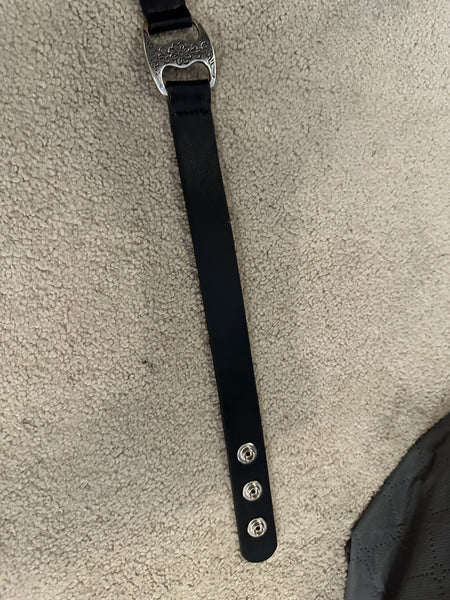 BNWOT Streets Ahead Mia Heart leather belt L black silver made in USA adjustable