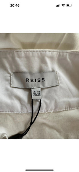 BNWT Reiss Gigi Cotton Blend Maxi Skirt white UK 14 US 10 EU 42 occasion full