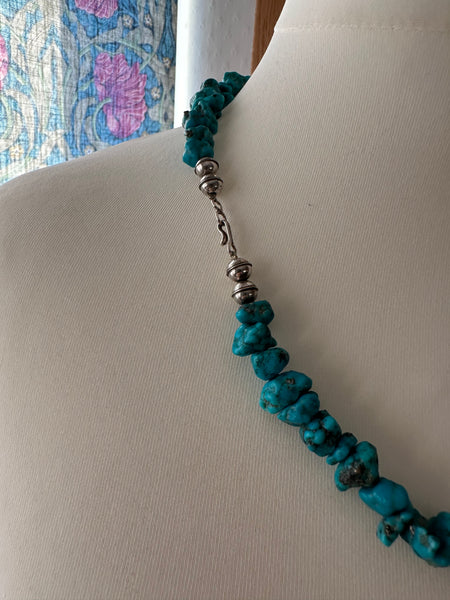 KC Cook Navajo Silver & Turquoise Huge Cross Necklace