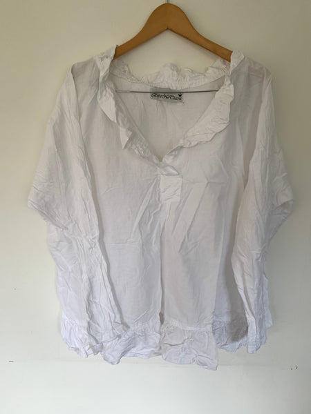 Saffy White Cotton Prairie Top One Size