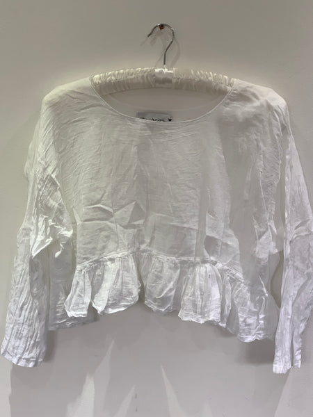 RitaNoTiara White Cotton Frill Top