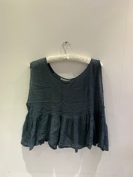 RitaNoTiara Midnight Cotton Frill Tank